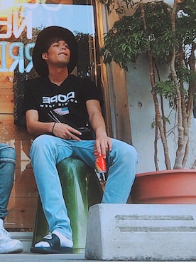 「GLOBAL WORK（グローバルワーク）のフェルトロングブリムハット/705078（ハット）」を使った、rikuさん（メンズ・173cm）の春コーディネート