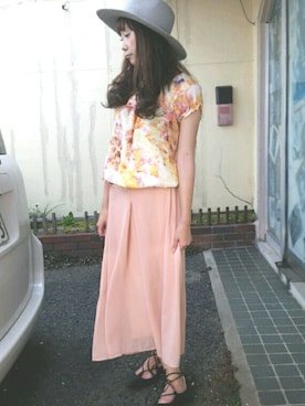 「CLOSE-UP（クローズアップ）のアイテム（帽子）」を使った、まなみさきさん（レディース・153cm）の春コーディネート