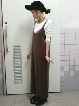 「CLOSE-UP（クローズアップ）のアイテム（帽子）」を使った、まなみさきさん（レディース・153cm）の秋コーディネート