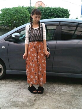 「CLOSE-UP（クローズアップ）のアイテム（パンツ）」を使った、まなみさきさん（レディース・153cm）の秋コーディネート