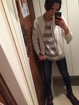 「BACK NUMBER（バックナンバー）のアイテム（ノーカラージャケット）」を使った、itoさん（レディース・164cm）の秋コーディネート