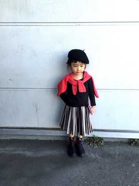 「SHIPS KIDS（シップスキッズ）のBlundstone:ELASTIC SIDS (RED)（ブーツ、レッド系）」を使った、tsugumonさん（キッズ・132cm）の春コーディネート