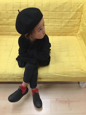 「unioniniのアイテム（ワンピース、ブラック系）」を使った、tsugumonさん（キッズ・132cm）の冬コーディネート