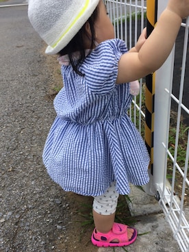 「アイテム（ベビーシューズ/ベビーソックス）」を使った、ちいぼうずandおりりさん（キッズ・70cm）の夏コーディネート