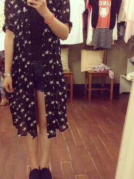 「アイテム（チュニック、ブラック系）」を使った、ミナ さん（レディース・153cm）の夏コーディネート