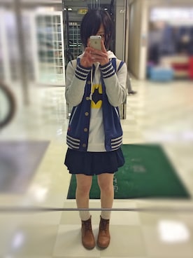 「くつした」｜「アイテム（スタジャン）」を使った、wakanaさん（レディース・162cm）の春コーディネート