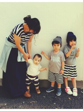 「ボーター」｜「アイテム（モカシン/デッキシューズ）」を使った、Nozomiさん（キッズ・100cm）の秋コーディネート