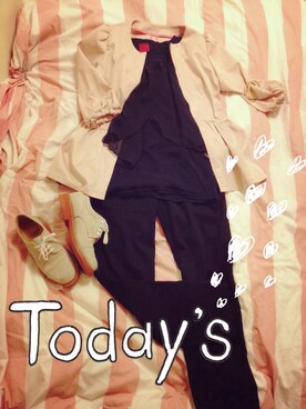 「ぺプラム」｜「アイテム（ノーカラージャケット）」を使った、tokoさん（レディース・159cm）の春コーディネート
