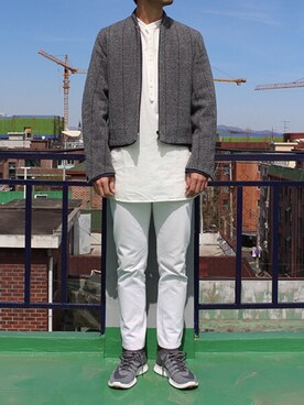 「SUNSEA（サンシー）のアイテム（ノーカラージャケット）」を使った、bsさん（メンズ・180cm）の春コーディネート