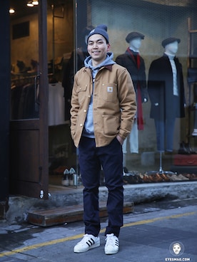 「streetsnap」｜「アイテム（その他アウター）」を使った、아이즈매거진(eyesmag.com)さん（メンズ・178cm）の冬コーディネート