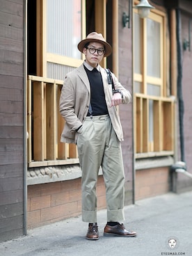 「streetfashionphotographer」｜「アイテム（帽子）」を使った、아이즈매거진(eyesmag.com)さん（メンズ・175cm）の春コーディネート