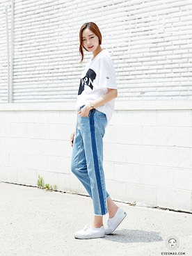 「streetfashionphotographer」｜「アイテム（パンツ）」を使った、아이즈매거진(eyesmag.com)さん（レディース・176cm）の夏コーディネート