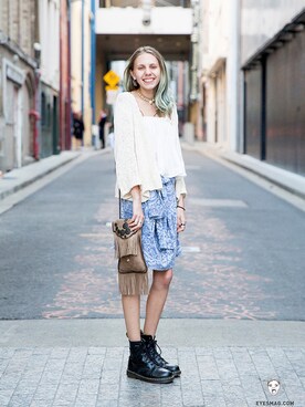 「streetsnap」｜「アイテム（ブーツ）」を使った、아이즈매거진(eyesmag.com)さん（レディース・165cm）の夏コーディネート