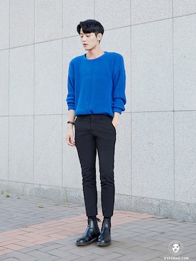 「streetsnap」｜「アイテム（ブーツ）」を使った、아이즈매거진(eyesmag.com)さん（メンズ・184cm）の秋コーディネート