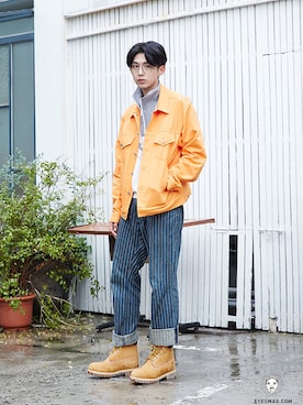 「streetsnap」｜「アイテム（ブーツ）」を使った、아이즈매거진(eyesmag.com)さん（メンズ・178cm）の秋コーディネート