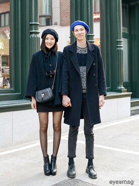 「streetsnap」｜「アイテム（ダッフルコート）」を使った、아이즈매거진(eyesmag.com)さん（メンズ・183cm）の秋コーディネート