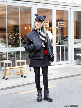 「streetsnap」｜「アイテム（ブーツ）」を使った、아이즈매거진(eyesmag.com)さん（レディース・153cm）の冬コーディネート