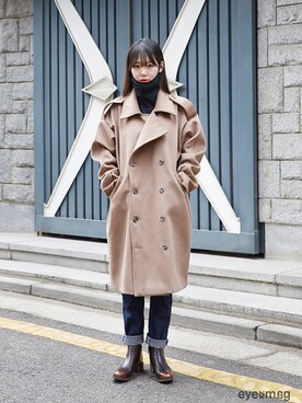 「streetsnap」｜「アイテム（ブーツ）」を使った、아이즈매거진(eyesmag.com)さん（レディース・163cm）の冬コーディネート