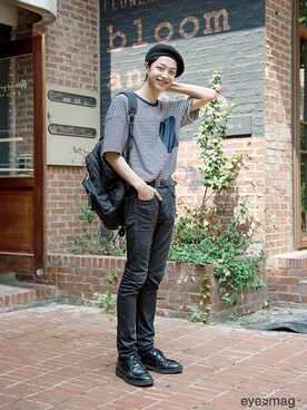 「streetsnap」｜「アイテム（その他シューズ）」を使った、아이즈매거진(eyesmag.com)さん（メンズ・187cm）の夏コーディネート