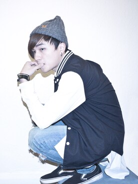 「LOWRYS FARM（ローリーズファーム）のアイテム（スタジャン）」を使った、Kenbeeeさん（メンズ・176cm）の秋コーディネート