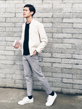 「TOPMAN（トップマン）のアイテム（ライダースジャケット）」を使った、Rudy Cさん（メンズ・176cm）の春コーディネート
