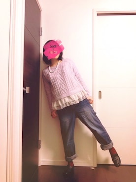 「tiptop（ティップトップ）のアイテム（オールインワン・サロペット）」を使った、okanikさん（レディース・155cm）の冬コーディネート