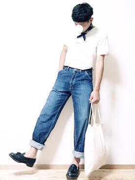 「tk.TAKEO KIKUCHI（ティーケータケオキクチ）のアイテム（財布/小物）」を使った、てつぺいさん（メンズ・177cm）の夏コーディネート