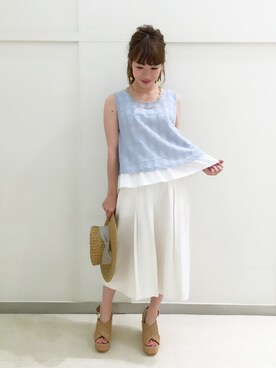 「laboratory work（ラボラトリーワーク）のアイテム（帽子）」を使った、AKIさん（レディース・151cm）の春コーディネート