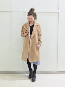 「キャメル」｜「アイテム（ブーティ）」を使った、AKIさん（レディース・151cm）の秋コーディネート