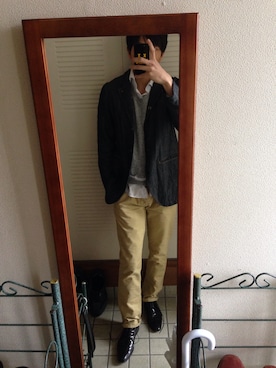 「BLUE WORK（ブルーワーク）のアイテム（ジャケット/アウター）」を使った、悠＼( 'ω')／さん（メンズ・173cm）の春コーディネート