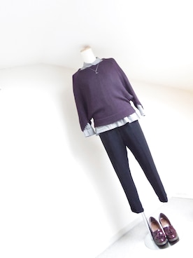 「クロップドパンツ」｜𝕤𝕚𝕞𝕝𝕒.₊̣̇.さん（レディース・153cm）の秋コーディネート