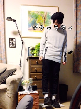 「アニオタ同盟」｜「アイテム（ハンチング/ベレー帽）」を使った、カオルさん（メンズ・165cm）の秋コーディネート