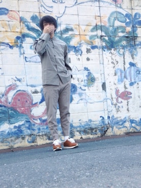 「PHINGERIN（フィンガリン）のカンフーシャツ（シャツ/ブラウス、その他）」を使った、カオルさん（メンズ）の春コーディネート