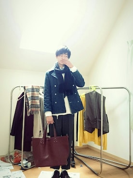 「アイテム（ピーコート）」を使った、のよりんさん（メンズ・174cm・10代）の冬コーディネート