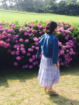 「ビーサン」｜「アイテム（デニムジャケット）」を使った、happaさん（レディース・161cm）の夏コーディネート