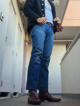 「VINTAGE（ヴィンテージ）のアイテム（手袋）」を使った、ひろしさん（メンズ・183cm）の冬コーディネート