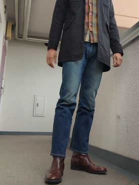 「Acoustic（アコースティック）のアイテム」を使った、ひろしさん（メンズ・183cm）の冬コーディネート