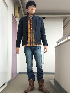 「Acoustic（アコースティック）のアイテム」を使った、ひろしさん（メンズ・183cm）の春コーディネート