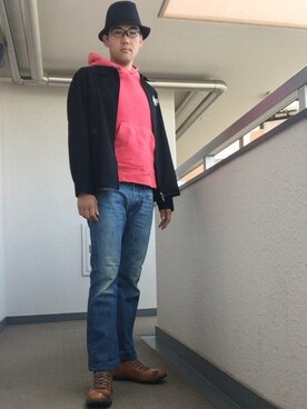 「Subciety（サブサエティ）のアイテム（デニムジャケット、ブラック系）」を使った、ひろしさん（メンズ・183cm）の春コーディネート