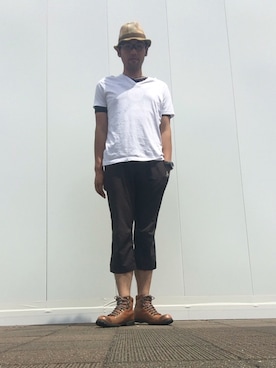 「DIESEL（ディーゼル）のアイテム（Tシャツ/カットソー、ホワイト系）」を使った、ひろしさん（メンズ・183cm）の春コーディネート