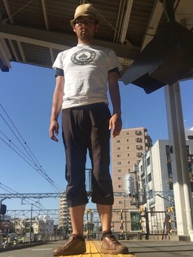 「THRASHER（スラッシャー）のアイテム（Tシャツ/カットソー、ホワイト系）」を使った、ひろしさん（メンズ・183cm）の春コーディネート