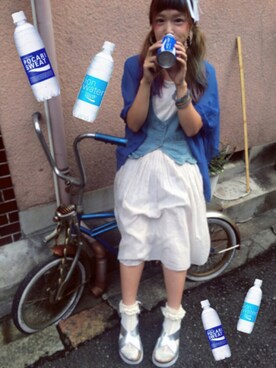 「ポカリコーデバトン」｜「アイテム（ワンピース/ドレス）」を使った、chii-*Ü*ᙏ̤̫ᗦ↞︎◃︎さん（レディース・145cm）の夏コーディネート