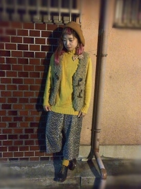 「雨」｜「アイテム（ハンチング/ベレー帽）」を使った、chii-*Ü*ᙏ̤̫ᗦ↞︎◃︎さん（レディース・145cm）の秋コーディネート