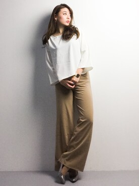 「TODAYFUL（トゥデイフル）のカットワイドパンツ（その他パンツ）」を使った、Y.Iさん（レディース・162cm）の春コーディネート