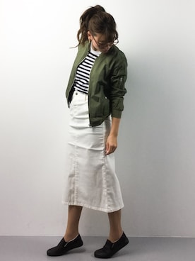 「NANO universe（ナノユニバース）のアイテム（MA-1）」を使った、Y.Iさん（レディース・162cm）の春コーディネート