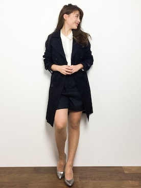 「シルバーパンプス」｜「アイテム（トレンチコート）」を使った、Y.Iさん（レディース・162cm）の春コーディネート