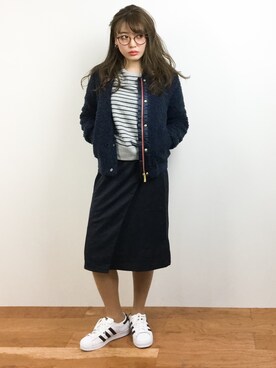 「TOMMY HILFIGER（トミーヒルフィガー）のアイテム（ブルゾン）」を使った、Y.Iさん（レディース・162cm）の春コーディネート
