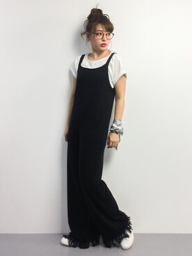 「バンダナ」｜「アイテム（つなぎ/オールインワン）」を使った、Y.Iさん（レディース・162cm）の春コーディネート