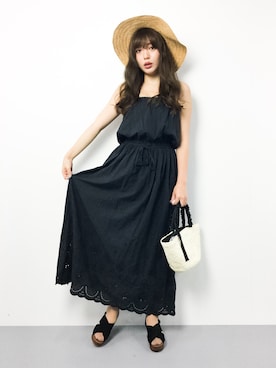 「cache cache（カシュ カシュ）のアイテム（かごバッグ）」を使った、Y.Iさん（レディース・162cm）の夏コーディネート