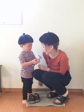 「2歳10ヶ月」｜「アイテム（ハンチング/ベレー帽）」を使った、Rin＊さん（キッズ・80cm）の秋コーディネート